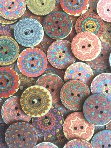 Wooden mandala buttons - , 25mm