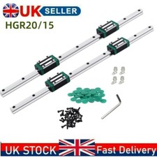 New 2PCS HGR15/20 Linear Guide Rail 300-1500mm+4PCS HGH20CA Slider Block kits