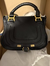 Chloe Marcie Leather Hand bag Shoulder Crossbody Black Auth grained calfskin