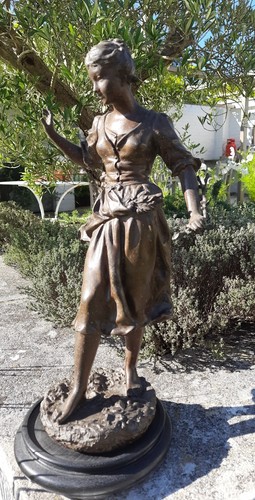 Antique spelter statue girl - spelter,