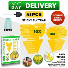 41Pcs Yellow Fly Sticky Insect Catcher Plants Paper Aphids Glue Bug Trap Killer