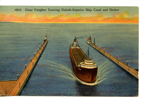 Giant freighter enters duluth - giant,