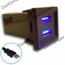 VW T5 Transporter Phone Charger ASR Dash Blank Switch + USB Extension Audio Blue