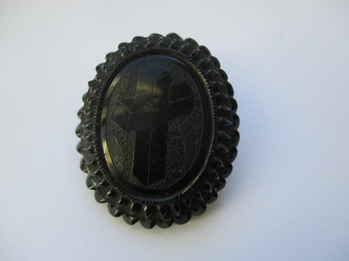 Whitby jet brooch cross - cross, on