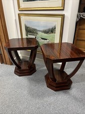 Pair of Art Deco Lamp Side Tables Rosewood Veneer Square