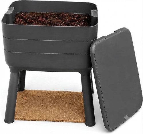 Tray worm composter bin - 3-tray, with
