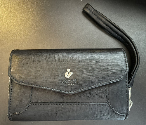 Knomo black leather clutch bag - black,