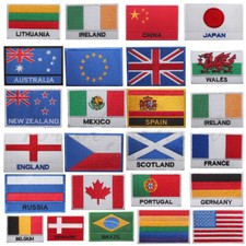 National Country Flag Patch Embroidered Iron On Sew On Patch Badge