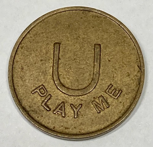 Vintage play brass token - play, me