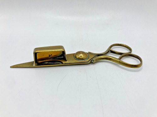 Antique brass candle - brass, scissors