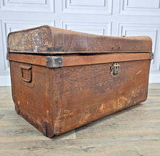 Vintage Metal Steamer Trunk Blanket Box Storage Chest Garden Planter Plant Retro