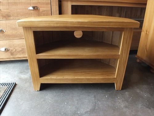 Solid oak open corner unit - corner, tv