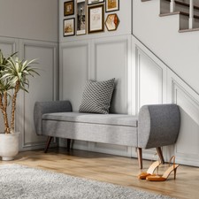 Upholstered Window Seat Storage Ottoman 2 Seats Bed End Chaise Lounge Sofa Bench