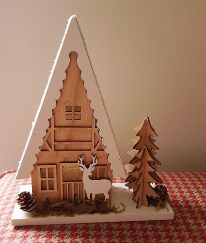 Led light wooden house - led, up