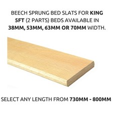 Replacement 5ft King Bed Beech Sprung Bed Slats- Any Length- 38mm,53mm,63mm,70mm