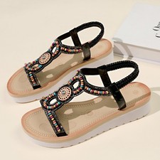 New Ladies Womens Beaded Flat