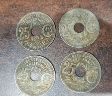 Antique French Novelty 25 Centimes  Coasters X 4