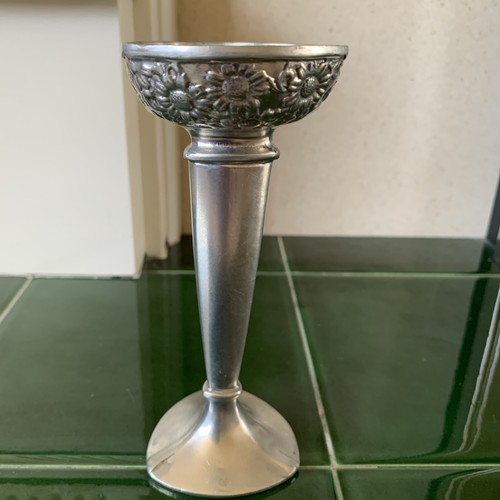 Vintage metal pewter floral - pewter?,