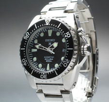 [Near MINT+] SEIKO PROSPEX KINETIC 5M62-0BL0 Black Divers Man's Watch From JAPAN