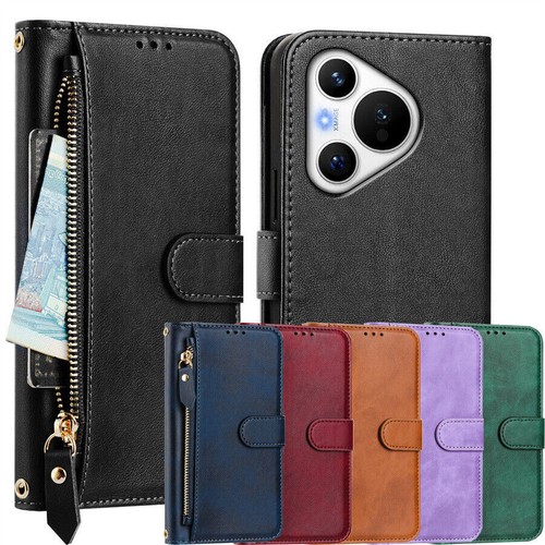 Leather zipper wallet phone - leather,