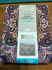 PRIMARK HOME COTTON RICH DUVET COVER SET KING SIZE NEW