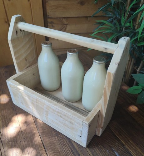Wooden milk bottle crate - wooden,