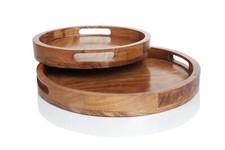 Wooden Round Serving Tray Set
