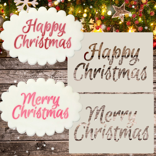Merry happy christmas - christmas, stencil