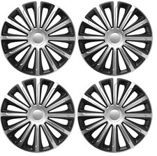 4x Wheel Trims Hub Caps 16" Covers in Silver & Black Alloy Look