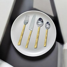 Gold Cutlery Set Diamond Cut