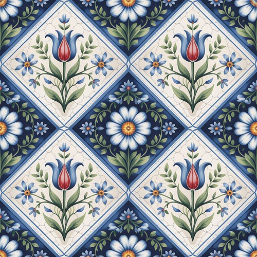 48x blue delft tile - 48x, stickers