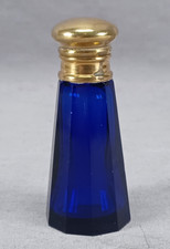 Antique Victorian 19th Century French Cobalt Cut Glass Perfume / Scent Bottle