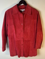 Vintage Red Suede Jacket Shacket 14 Large By Nvgard