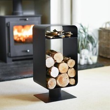 Contemporary Black Log and Kindling Store
