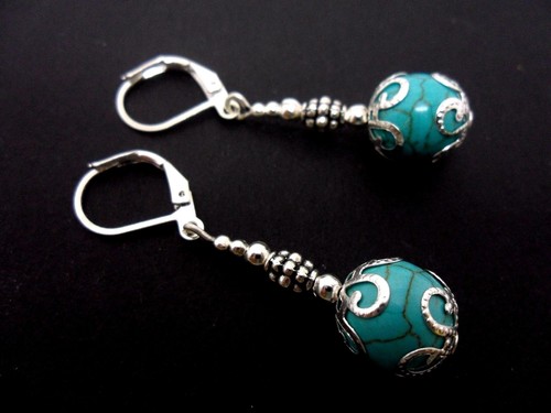 Pair dangly turquoise - pair,