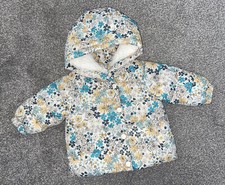BNWT GEORGE @ ASDA BILLIE FAIERS FLEECE LINED FLORAL PADDED COAT 0-3 MONTHS