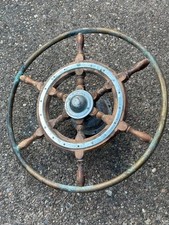 Vintage Nickel Plated  & Mahogany Yacht Ship Wheel Diameter 21’ Simpson Lawrence