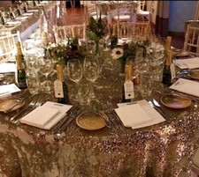 gold champagne sequin table cloth