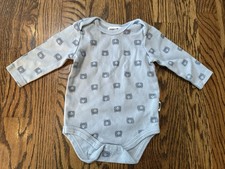 Rabbit + Bear Baby Boys Unisex 3-6 Month Bear Print Organic Cotton Bodysuit Blue