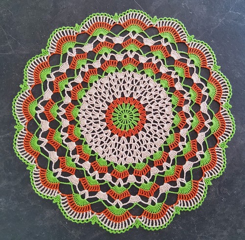 Hand crocheted doily - 15",