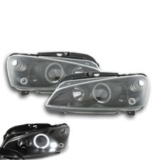 2 FEUX PHARE AVANT NOIR ANGEL EYES LED PEUGEOT 106 PHASE 2 DE 03/96 A 07/2003