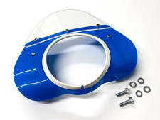 VESPA SS50 SS90 1965 TO 1971 BLUE WITH CLEAR TOP FLYSCREEN WITH FIXING MATERIALS