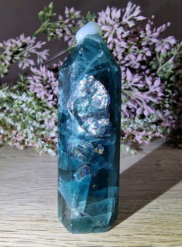 Blue fluorite crystal tower - blue,