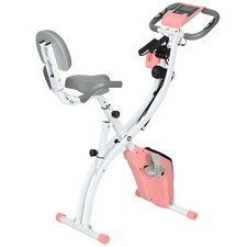 HOMCOM 2-In-1 Upright Exercise Bike 8-Level Adjustable with Pulse Sensor Pink