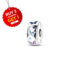 Colourful Butterfly Clip Stopper Charm S925 Sterling Silver Charm for Women