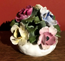 VINTAGE AYNSLEY BONE CHINA ROSE FLOWER POSY BOUQUET IN BOWL BASKET ENGLAND