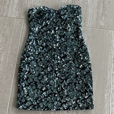 Vintage Deb Women’s Size M Turquoise Strapless Sequin Mini Dress Cocktail Party