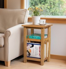Magazine Storage Rack, Small Wooden Oak Coffee Side Table, Bedside/Lamp Stand