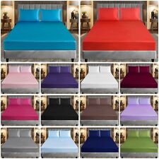 3Pcs Silky Satin Fitted Sheet Set 40cm Deep Bed Sheet With Matching Pillowcases