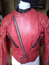 Vintage 70s Lewis Leathers Red Motorcycle Jacket 36- 38 Chest Unisex RARE